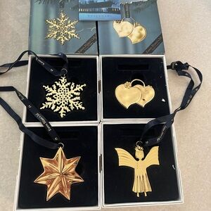 Gold Plated Christmas Ornaments Set. Karen Blixens jul danish Christmas.